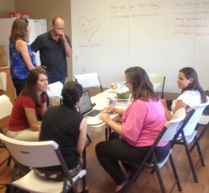 Convivium Members brainstorm in the kitchen.